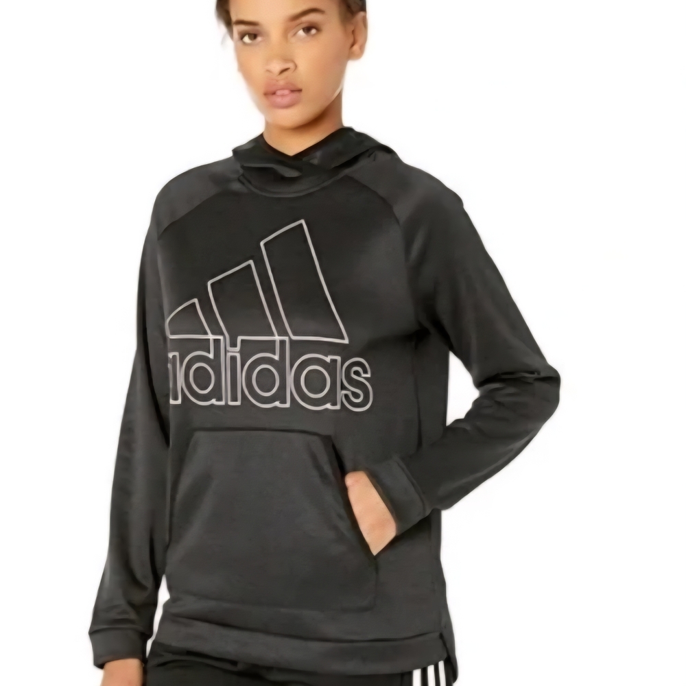 Adidas Charcoal Logo Pocketed Hoodie YXL Athletic #1786